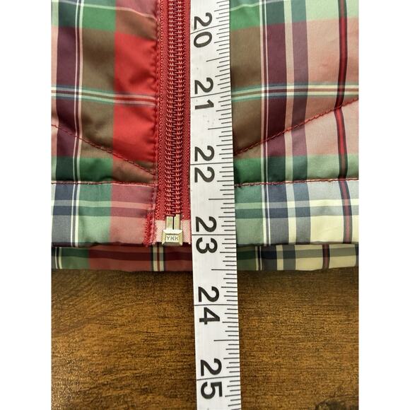 Lands' End Women's Red Tartan Plaid Puffer Vest Sleeveless Warm Casual Medium - Picture 9 of 9